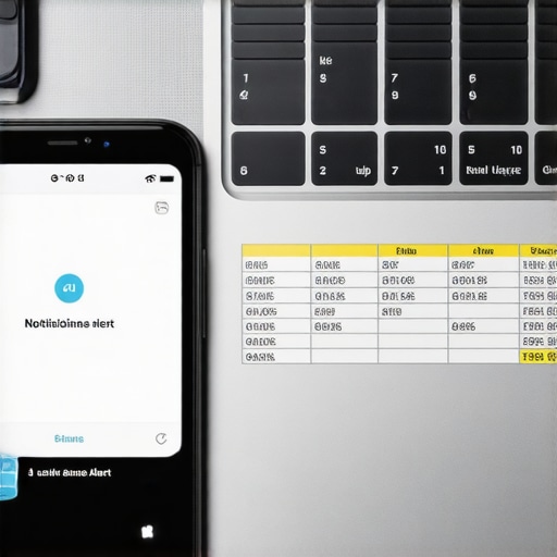 Modern Credit Monitoring and Maintenance Tools Smartphone and laptop displaying credit monitoring apps and financial tracking spreadsheets for maintenance.