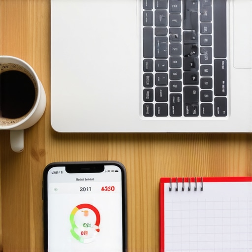 A desk with tools for tracking credit and debt management