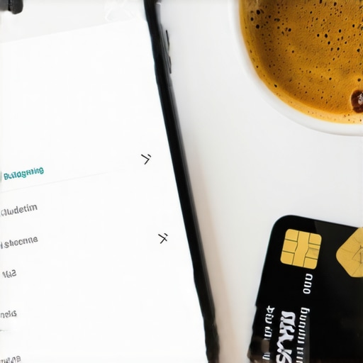 Smartphone showing a budgeting app next to a credit card to illustrate credit maintenance tools.