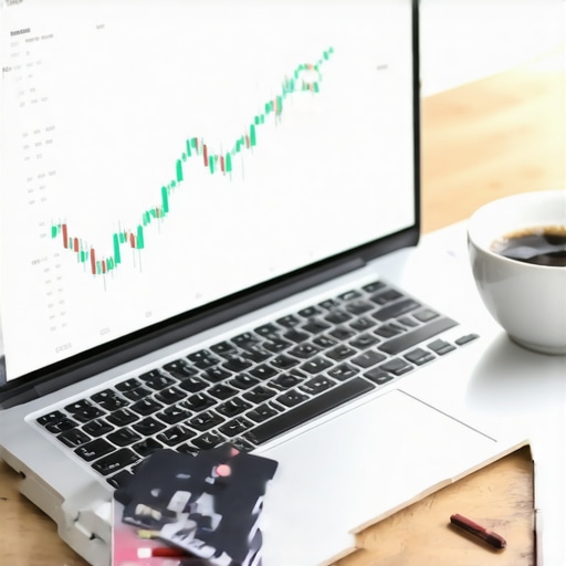 Monitoring Credit Score Growth and Trends A spreadsheet showing positive credit utilization trends and debt-to-income ratios on a laptop.