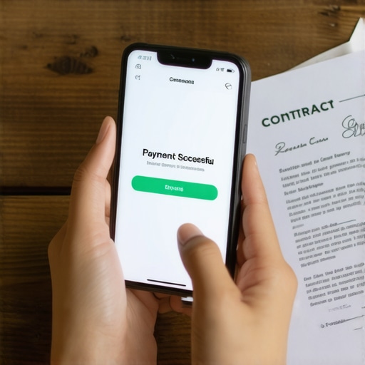 A person using a banking app to monitor a loan payment to protect their credit score.