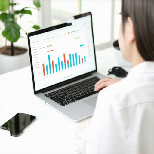 Person checking financial data on a laptop and smartphone for credit maintenance.
