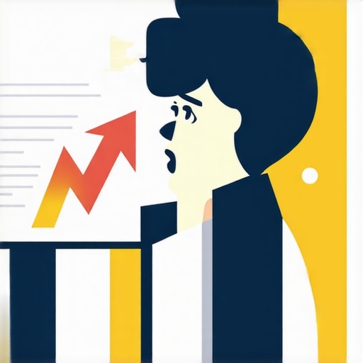 Navigating the credit score plateau An illustration of a person analyzing a credit score chart that shows a sudden dip after a debt payment.