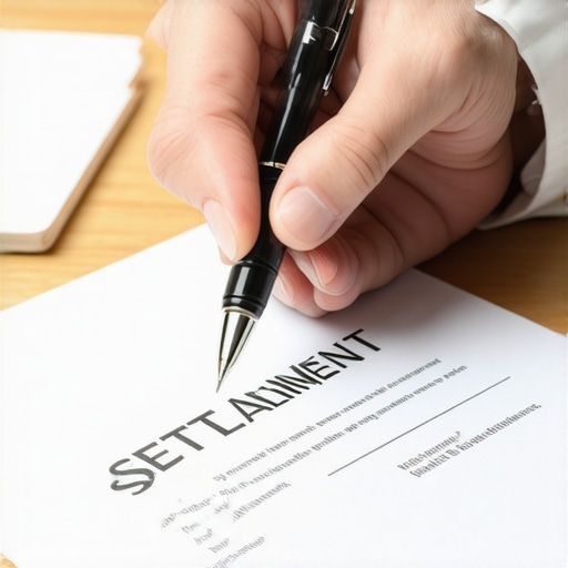 A person reviewing a debt settlement contract for credit repair.