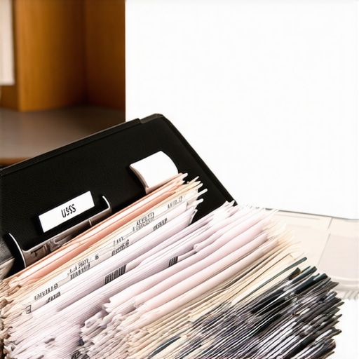 A physical filing system for credit repair documentation and certified mail receipts.
