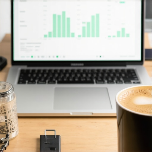 A minimalist workspace showing a financial spreadsheet and security tools for credit monitoring.