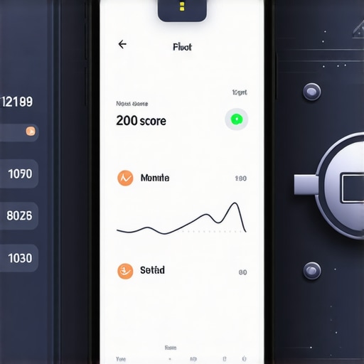 Smartphone screen showing 24-month credit score trend lines and FICO data.