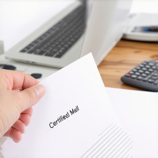 Proof of Debt Validation Request A person holding a certified mail receipt for a debt validation letter.