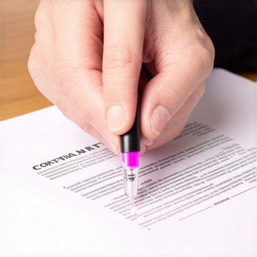 A professional pointing to specific terms in a financial contract with a client.