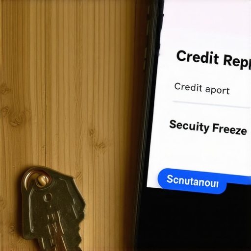 A smartphone displaying a credit freeze status to protect against identity theft.