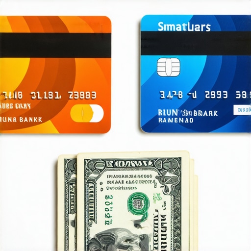 Separate Bank Accounts for Budgeting Two bank cards and cash on a table representing the two-account budgeting system.