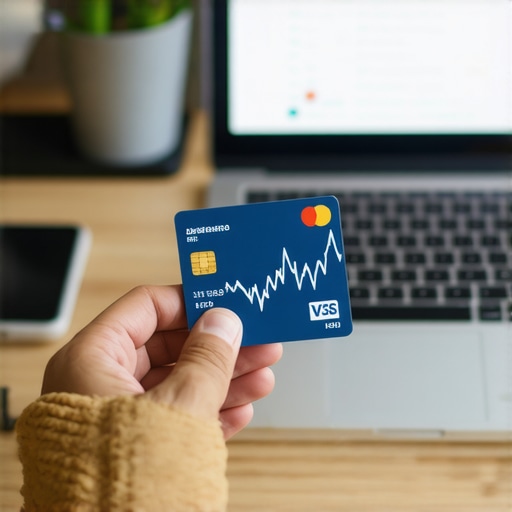 Person using a laptop and credit card to rebuild their credit score.
