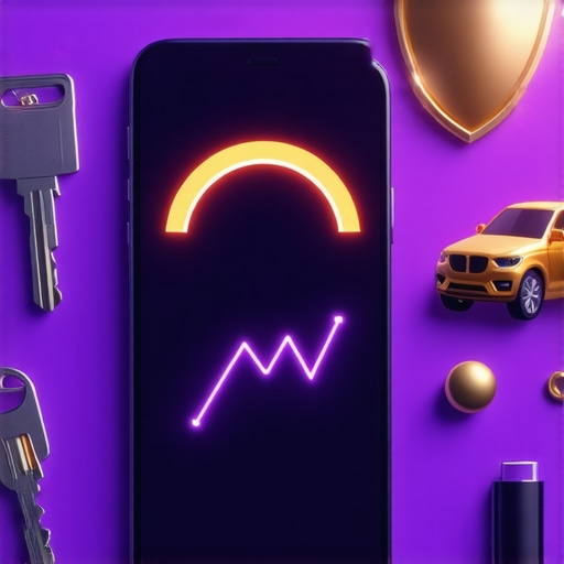 A digital dashboard showing a rising credit score graph with symbols of financial success
