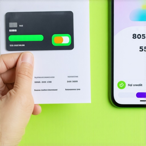 Strategic credit card utilization for score boosting Close-up of low balance credit statement and high credit score on a phone screen.
