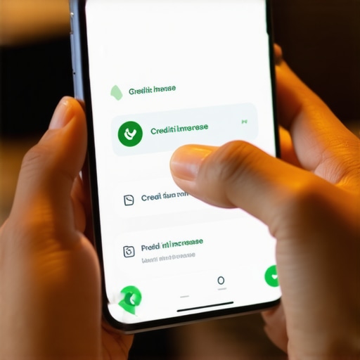 Successful credit limit increase on mobile app Person viewing a credit limit increase confirmation on their smartphone screen