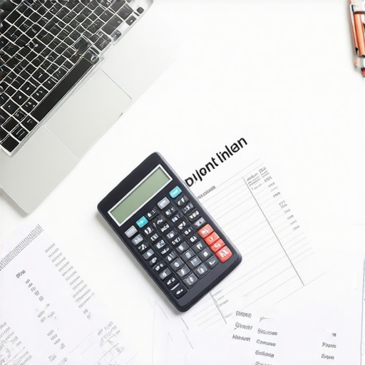 A person creating a debt repayment plan at a kitchen table with a laptop and calculator.