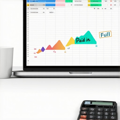 Digital spreadsheet showing debt reduction progress and credit score tracking.