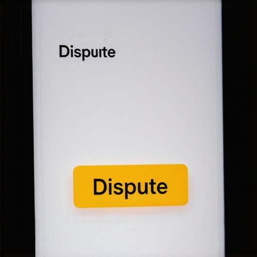 A warning icon over a mobile phone's credit dispute button symbolizing the danger of automated credit repair.