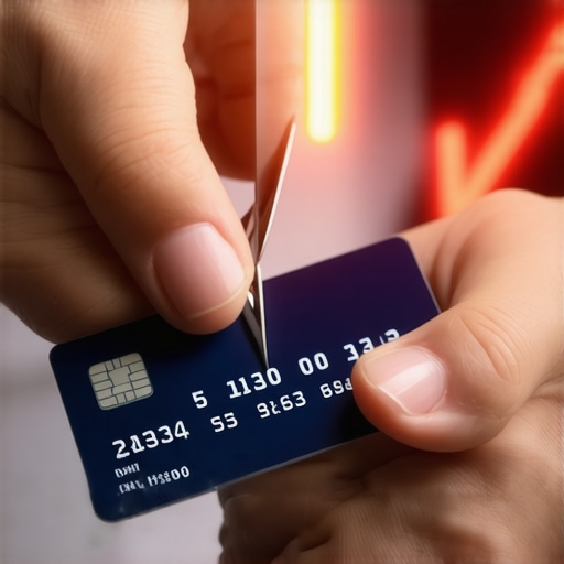 A person about to cut a credit card, illustrating how closing old accounts can drop a credit score.