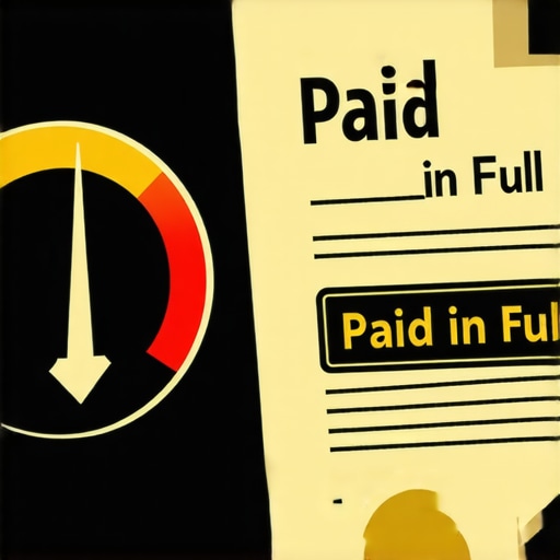 A credit score meter showing a dip after a loan is paid in full.