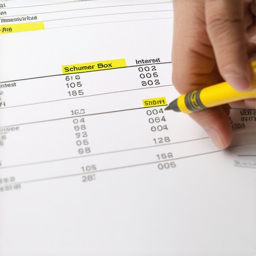 A highlighted Schumer Box from a credit card agreement showing interest rates and fees.