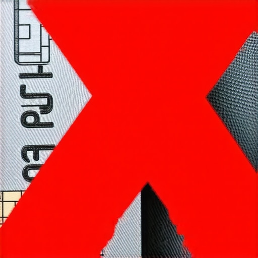 Scissors about to cut a credit card with a warning symbol