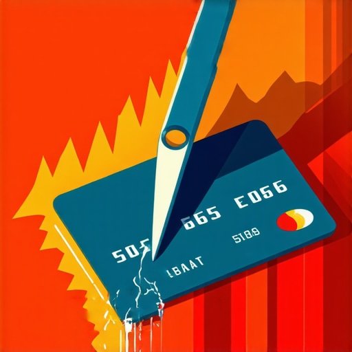 Illustration showing a credit card being cut and a shadow of a falling graph representing credit limit drops.
