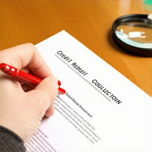 A person reviewing a credit report for errors and collection marks