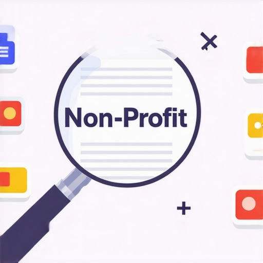 Magnifying glass over a financial contract highlighting the non-profit label nuance
