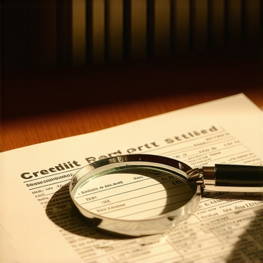 A magnifying glass highlighting specific credit report notations for advanced repair
