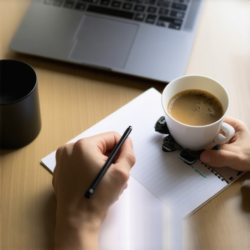 Person writing expenses in a notebook to track spending manually