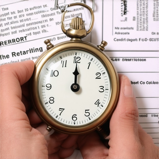 Close-up of a stopwatch and credit report documents representing debt timelines.