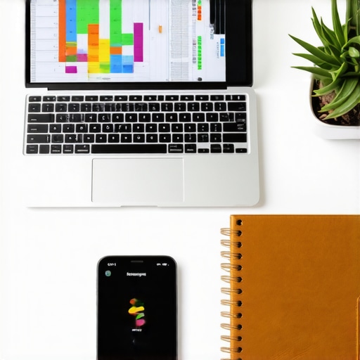 A laptop with financial data and a notebook symbolizing debt management tools.