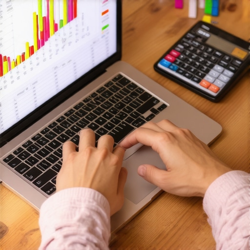 Person analyzing credit score growth on a laptop spreadsheet