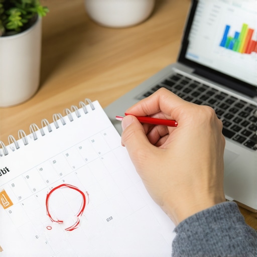 Calendar with a marked date next to a debt payoff graph